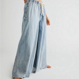 Free People Wide Leg Pull On Jeans